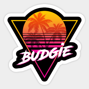 Budgie - Proud Name Retro 80s Sunset Aesthetic Design Sticker